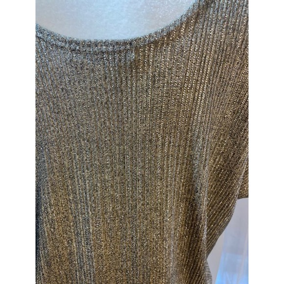 Kim & Cami Size Small Gold Knit Top with Dolman Short Sleeves - Picture 3 of 5
